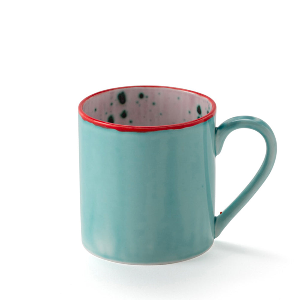Red Rim Aquamarine Large Mug