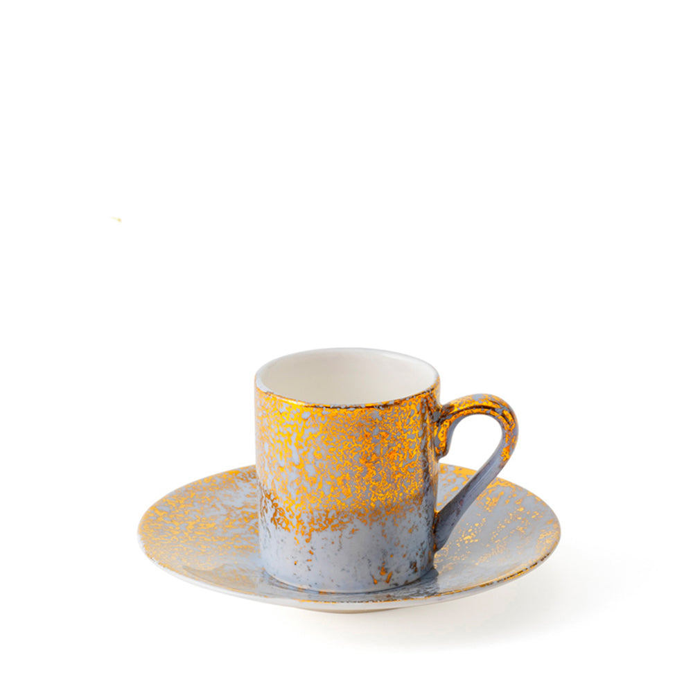 Golden Ash Blue Coffee Cup & Saucer