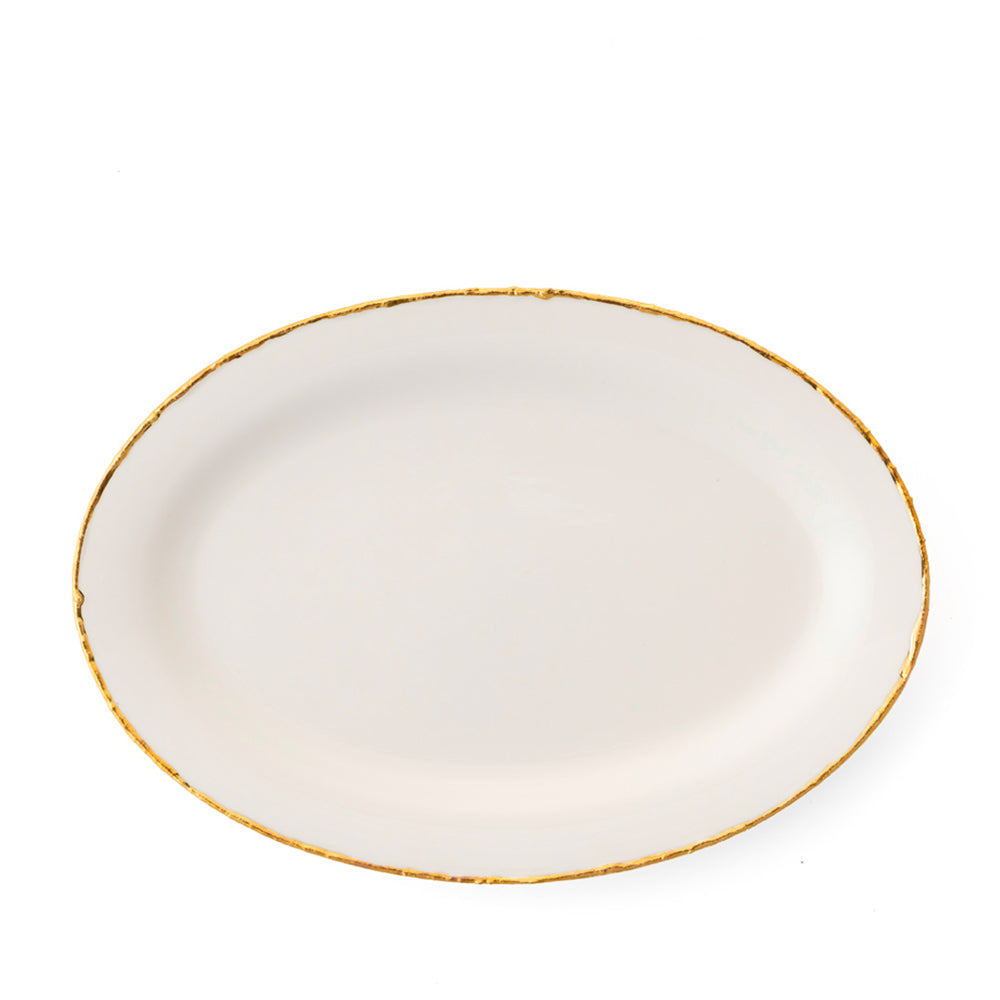 Piatto da portata ovale Golden Ash White