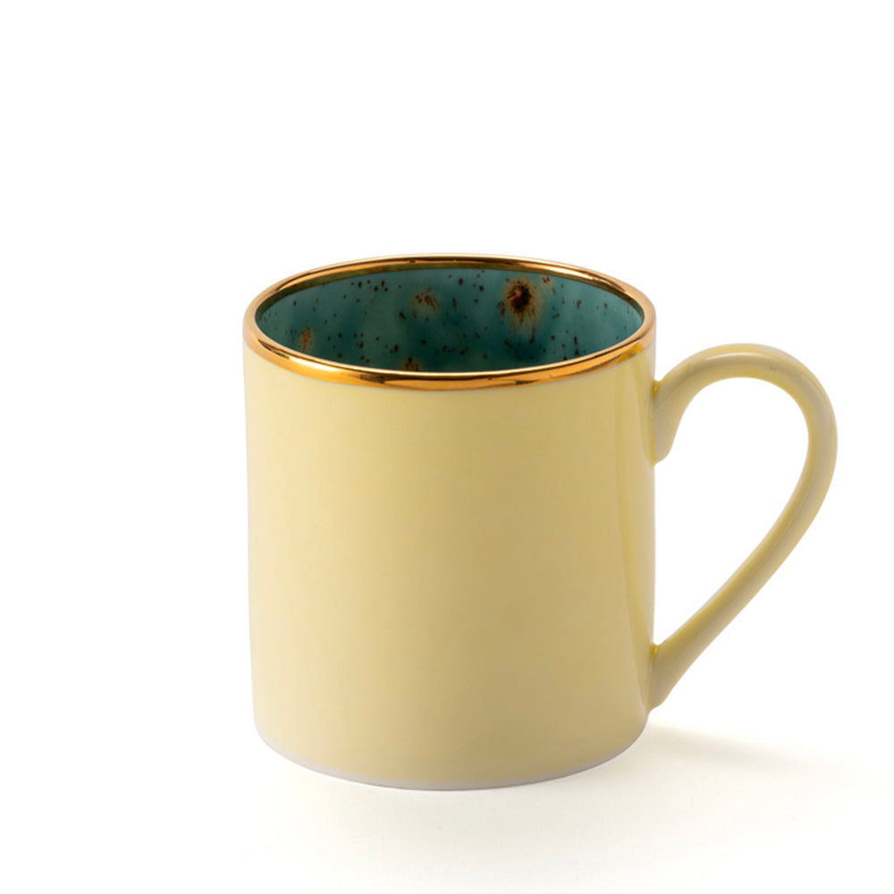 Gold Rim Yellow Large Mug