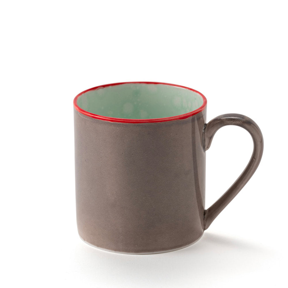 Red Rim Dove Gray Large Mug