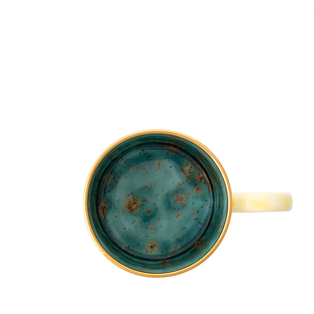 Gold Rim Yellow Large Mug